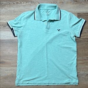 American Eagle Outfitters Mint Polo with Navy Trim